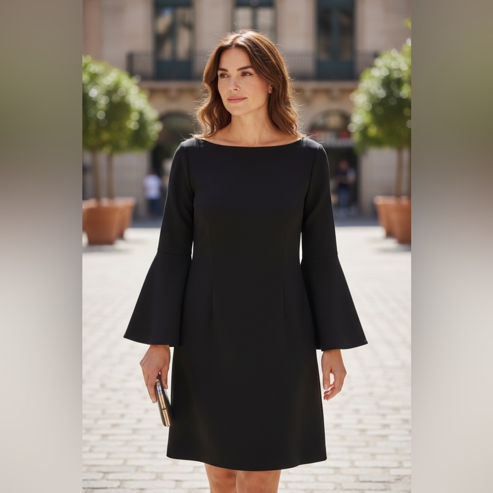 Chiara Boni Black Flare Long Sleeve Shift Dress S Italian Size 44 Us 8 or Medium